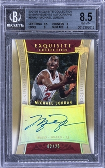 2004-05 UD "Exquisite Collection" Enshrinements Autographs #ENMJ1 Michael Jordan Signed Card (#02/25) – BGS NM-MT+ 8.5/BGS 10